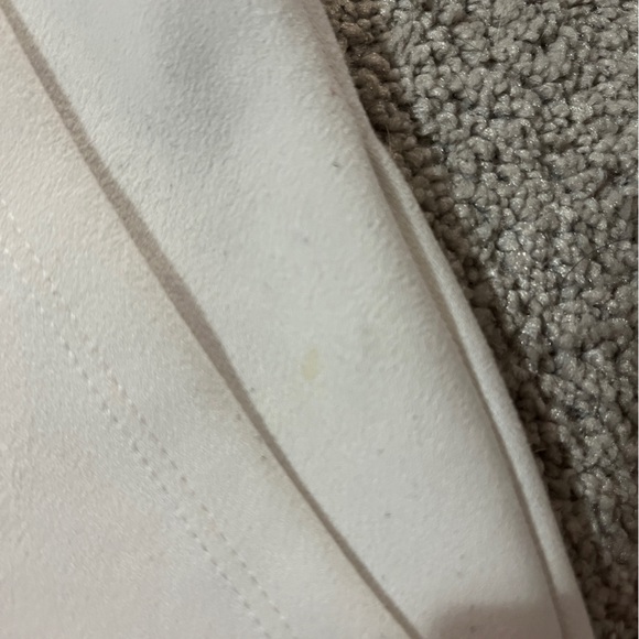 White Faux Suede Snap Button Overall Pinafore Dress - Size S - Picture 7 of 7